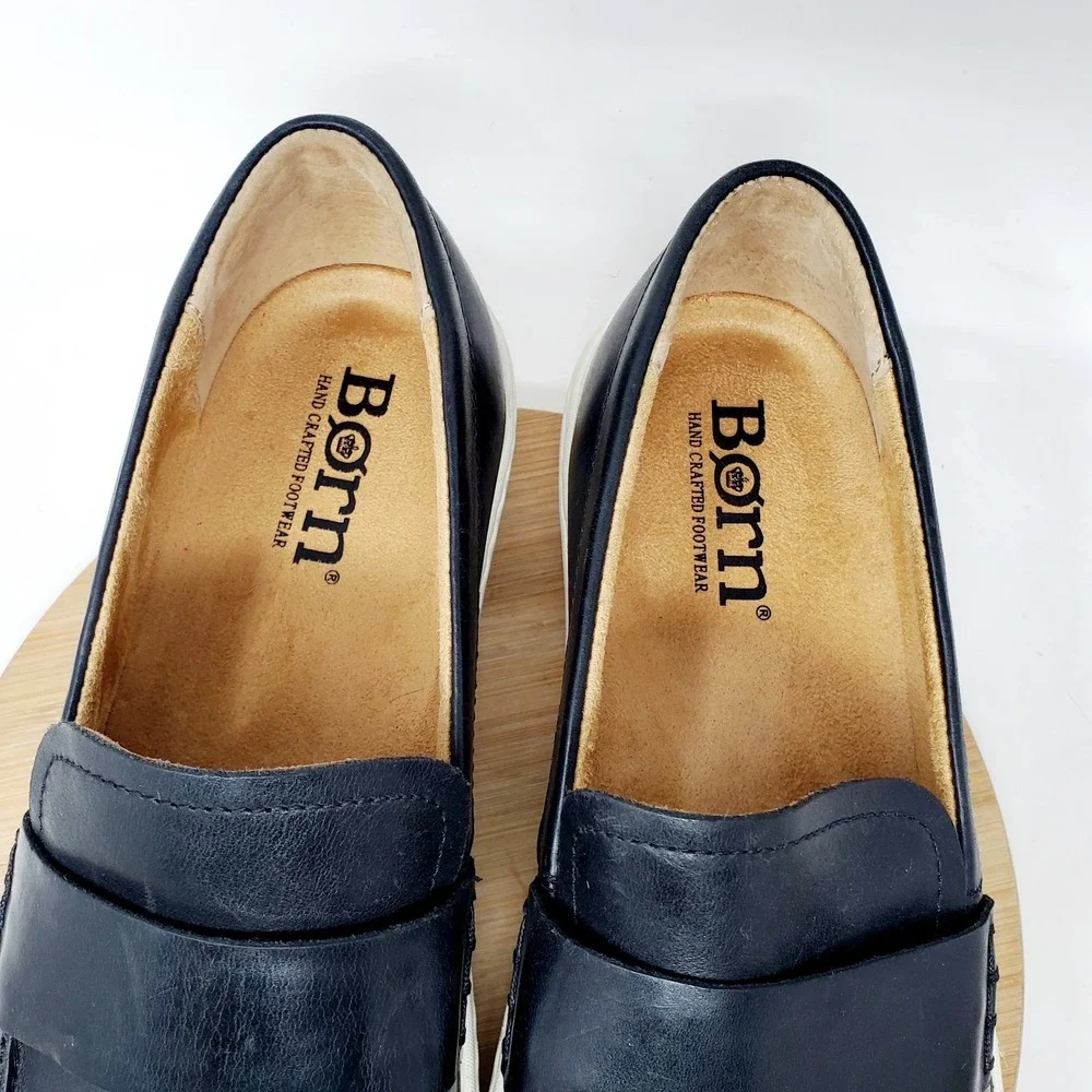 Born Shoes Womens 11 Marlie Black Leather Platform Slip On Dress Loafer